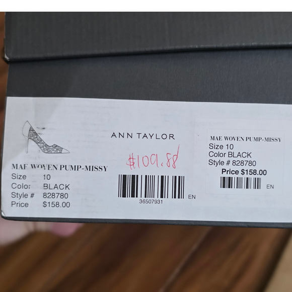 NEW Ann Taylor Mae Woven Pumps black pointy toe heels dress shoes - 10 - 828780 - Picture 7 of 7